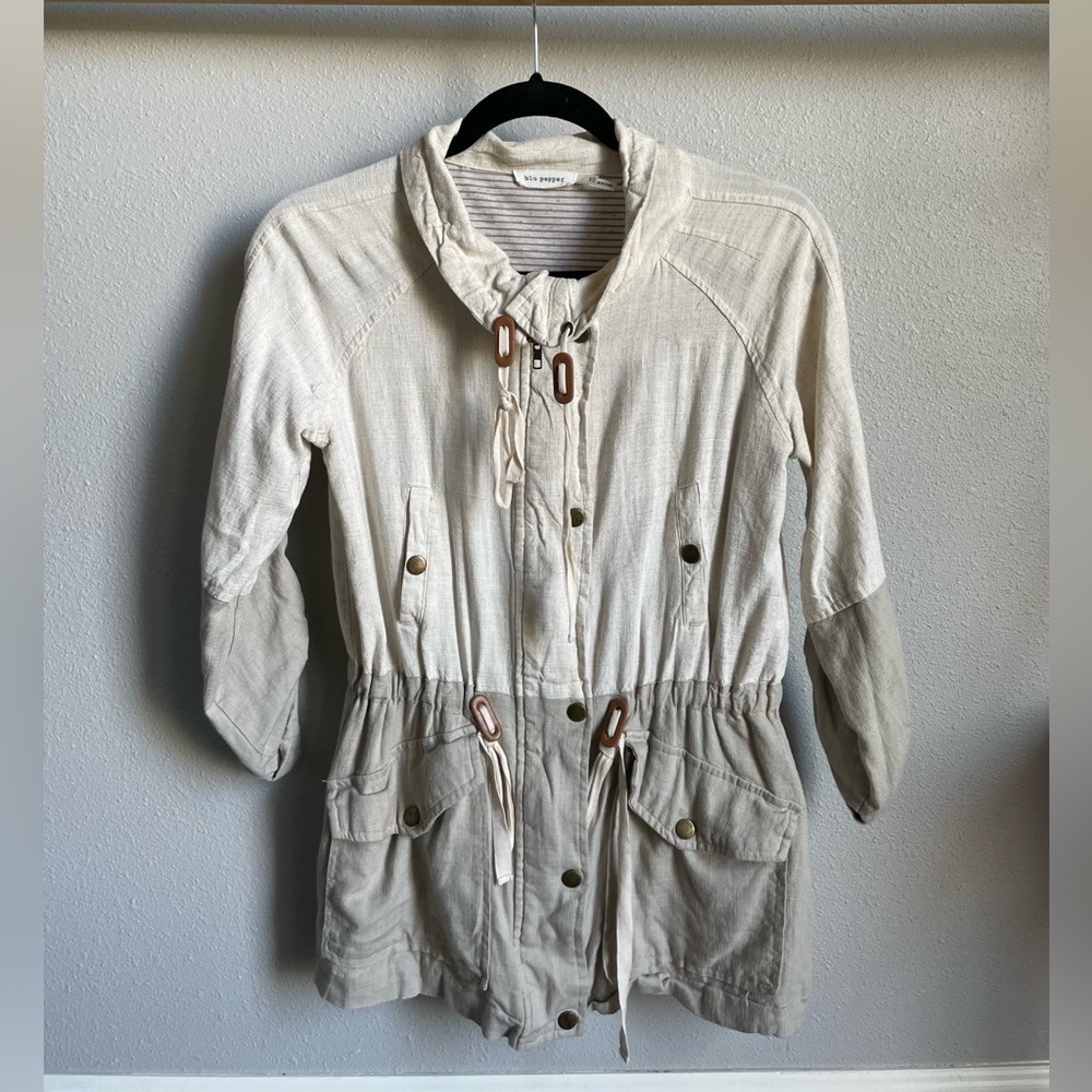 Blue Pepper color block jacket